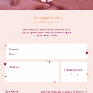 Bon cadeau massage Harmonie Féminine 1H